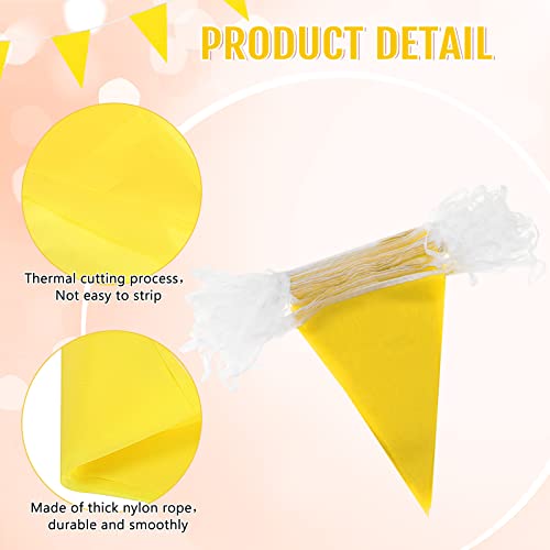 Image of Tatuo 200 Feet Solid Pennant Banners Flags String Triangle Hanging DIY Bunting Flags Party Decorations for Grand Opening Party Banners for Kids Birthday, Shops (Yellow)