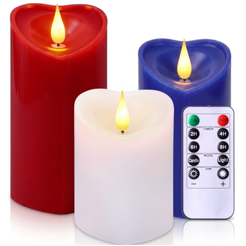 Bougies sans flamme DEL cœur télécommandées pour déco intérieure maison