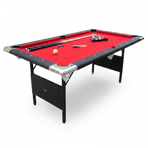 Hathaway 6 Ft Portable Pool Table with Foldable Steel Legs for Easy Storage – Compact Billiard...*