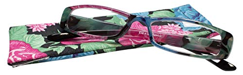 Calabria 746 Cute Tropical Floral Reading Glasses +2.50 Black Womens Trendy Fashion Hawaiian Print Readers Colorful Eyeglass