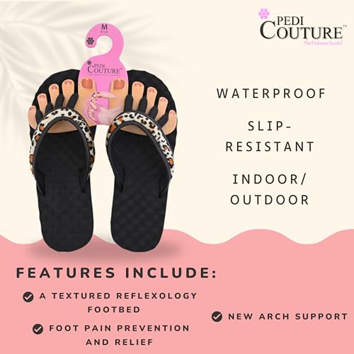 Image of Pedi Couture EVA Footbed Orthotic Pedicure Flip Flops for Women - Comfortable Arch Support Sandals Women's for Home, Salon, Yoga & Gym - Flip Flops with Built in Toe Separators for Nail Drying