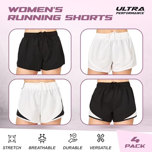 Ultra Performance Women'S Running Shorts 4-Pack Athletic Workout Gym Shorts For Women thumb #4