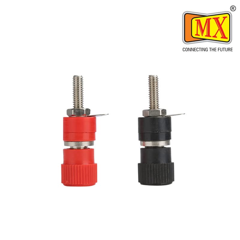 Image of MX4 MM Banana Plug with Binding Post Terminal - 10 pcs (5 Red & 5 Black) 4 mm Gold‑Plated Connectors for Multiple Speaker & Amplifier Hookups