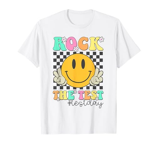 Rock The Test Motivational Testing Day Smile Face Test Day T-Shirt