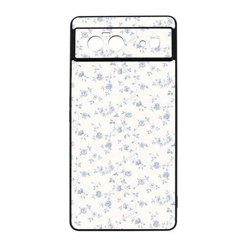 qizjio Coquette Aesthetic Phone Case Shockproof Protective Blue Flower Phone Cover for Google Pixel 6