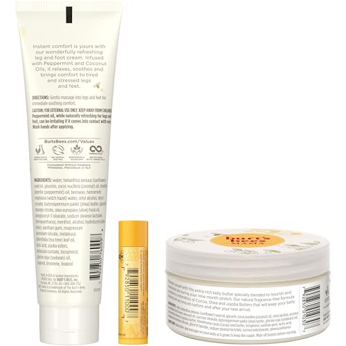 Burt's Bees Mama Gift Set, Includes Lip Balm, Leg and Foot Cream, and Belly Butter, Natural Origin Skin Care, 0.15 oz./3.38 oz./6.5 oz. - image 9
