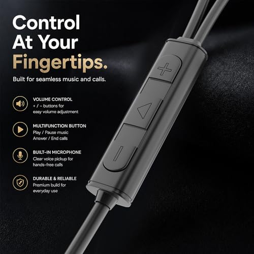 Image of AROMA HF1006 Type C Wired Earphone with HD Quality in-Line Mic,12mm Driver Hi-Res Wired