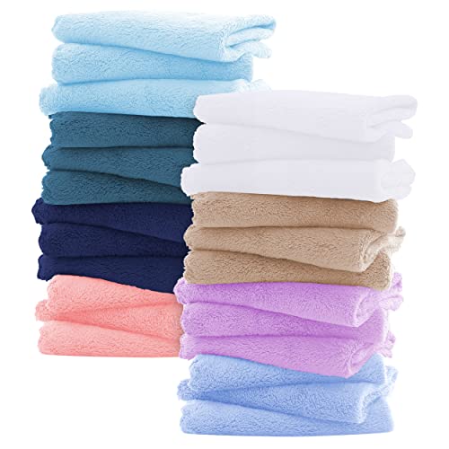 Image of Sunny zzzZZ Ultra Soft 24 Pack Baby Washcloths - 10x10 Inches - Coral Fleece Extra Absorbent Wash Clothes for Babies, Infants and Toddlers - Sensitive Skin and Newborn - Ideal Baby - Multicolored