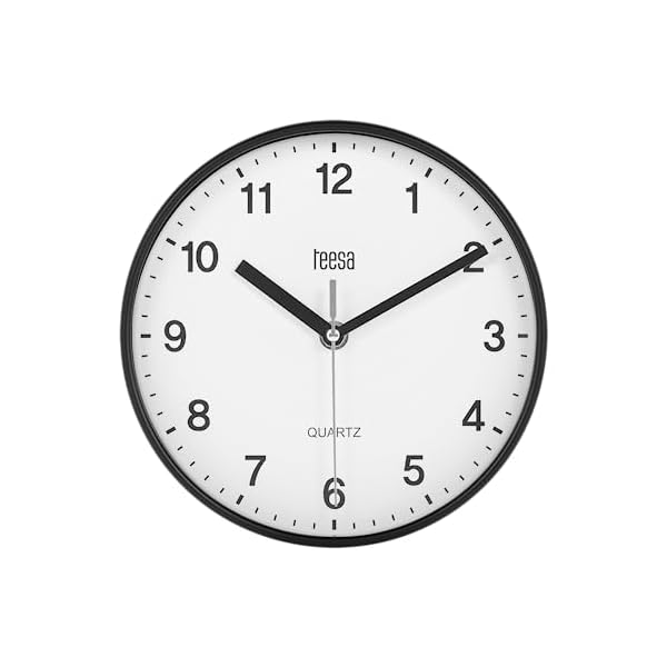 Teesa Uhr Analog Wand Universal 20 cm TSA0038B Schwarz – Bild 4