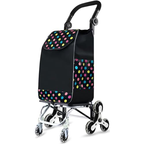 HESHS Carro De La Compra Plegable De 8 Ruedas De PU Subida De Escaleras Desmontable Carro De La Compra Plegable Impermeable De 65 Kg Carro De La Compra Plegable Impermeable De 45 L,Negro