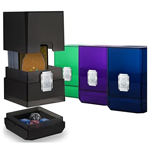 Sooez 4 Pack MTG Deck Card Box with Dice Storage, 100+ Strong Deck Case Holder, Boulder Deck Card Box Translucent, Deck Card Boxes for Magic Commander/Pokemon/YuGiOh/TCG Cards