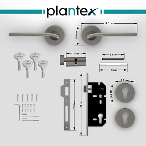 Image of Plantex Fully Brass Door Lock with 3 Years of Warranty /Main Door Lock for Home /Mortise Lock for Door - Main Door Lock Set (Sumer-3037, Satin Black Matt)