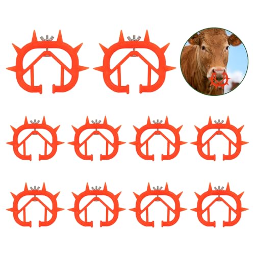 USUNFARM 10PCS Thickened Plastic Calf Weaning Rings