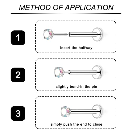 Lcolyoli Threadless Push in Medusa Piercing Jewelry Labret Jewelry Lip Rings Surgical Steel Tragus Jewelry Forward Helix Piercing Jewelry Flat Back Earrings for Women Cartilage Earring 16g 18g 20g2