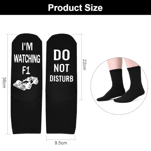 OFFCUP Lustige Socken Geschenk Mit Spruch DO NOT DISTURB I'M WATCHING F1 Socken Lustig Neuheit Geschenke für Opa Papa Männer Herren Vatertag Weihnachtsgeschenke Geburtstag
