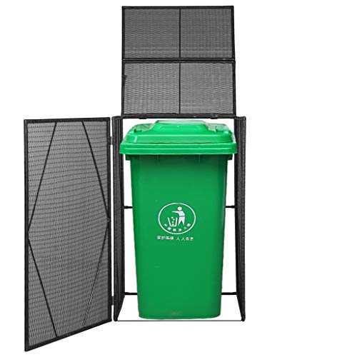 yorten Single Wheelie Bin Shed Poly Rattan with Front Door & Lifting Lid Suitable for a 240 L Wheelie Bin 76x78x120 cm Black