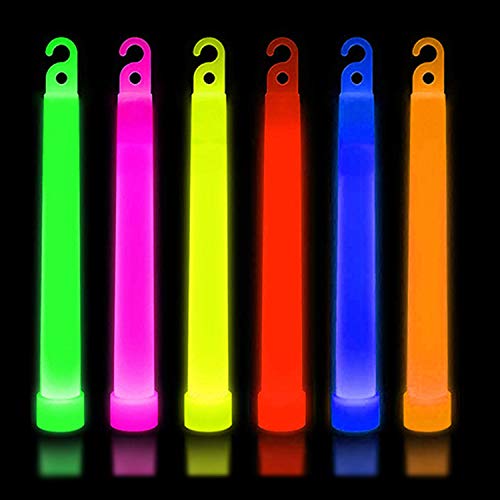 Lot de 6 cordons lumineux multicolores ultra lumineux de 15,2 cm pour camping, réveillon du Nouvel An, festivals, fêtes – Étanches, non toxiques et...