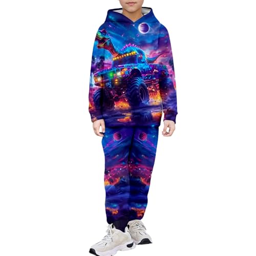 Boys Hoodie Sweatpants 3D 2 Piece Set Graphic Print Suit Jogger Outfit Hooded Lightweight Pullover Sweatshirt for Kids