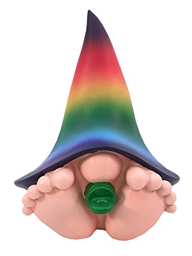 GlitZGlam BO The Giant Rainbow Baby Gnome for The Enchanted Gnome and Fairy Garden (6 Inches Tall) (Rainbow)