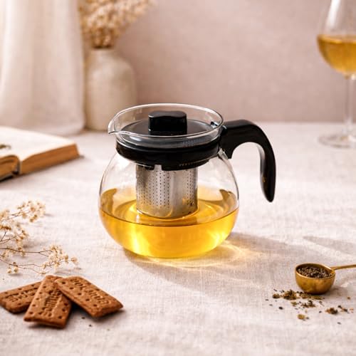 MARKET 99 Premium Glass Teapot with Bulbous Design (750ml)