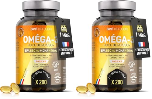 Oméga 3 EPA 660mg DHA 440mg haute concentration pour la mémoire et la vision