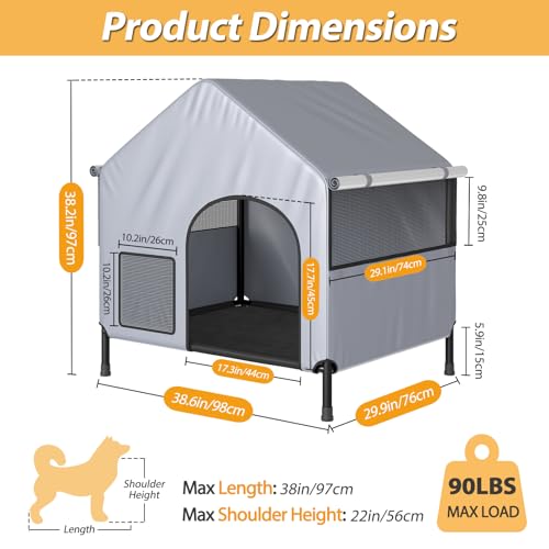 39-Dog-House-for-Large-Dogs-Outside-IndoorOutdoor-Dog-House-Weatherproof-with-6H-Elevated-Dog-Bed-Breathable-Dog-Shade-Shelter-with-Double-Sided-Breathable-Mesh-Windows