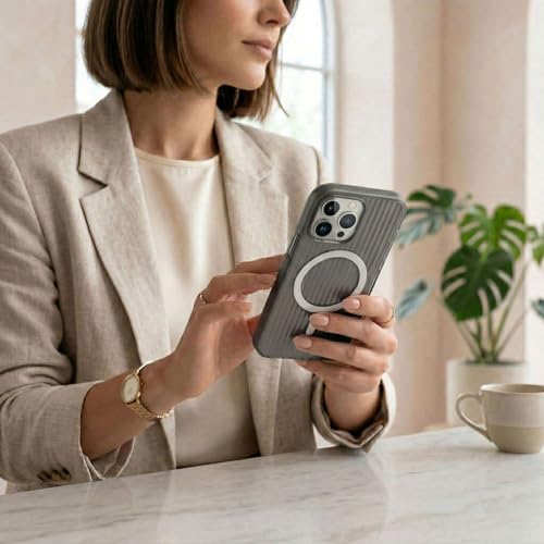 Image of amazon basics Streak Magnetic Protective Cover Compatible with iPhone 15 Pro | MagSafe | Camera & Body Protection|Anti Shock,Scratch Resistant|Precise Cutouts Modern Design|Wireless Charging - Black
