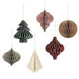 NICROLANDEE 6 STÜCKE 3D Mini Glitter Rand Papier Waben Weihnachten Hängende Ornamente für Weihnachtsfeiern, Christbaumschmuck, Silvesterparty, Urlaub, Heimdekoration