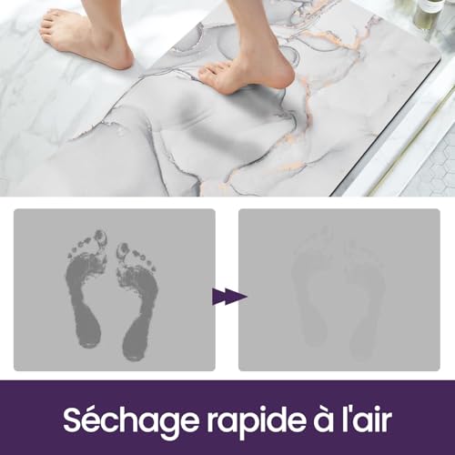 Tapis de bain antidérapant DEXI gris clair idéal pour sortie de douche et baignoire - 7