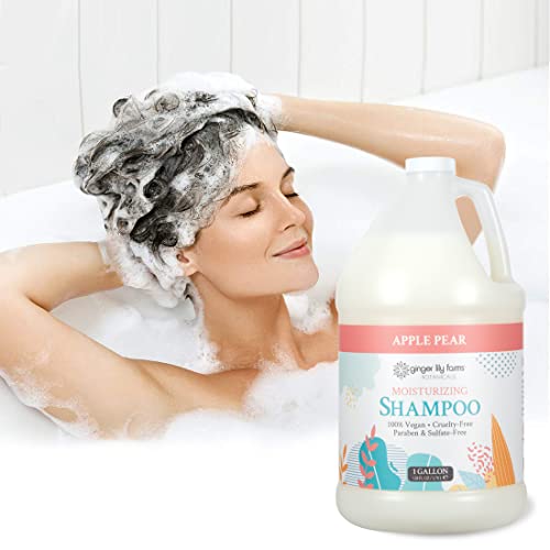 Ginger Lily Farms Botanicals Moisturizing Shampoo For All Hair Types, 100% Vegan & Cruelty-Free, Apple Pear Scent, 1 Gallon Refill (128 Fl Oz) #TOP4