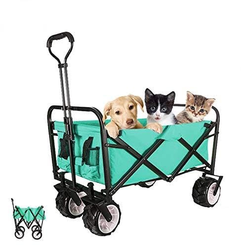 Carrito plegable de jardín verde para pasear con tus mascotas en la playa o de camping