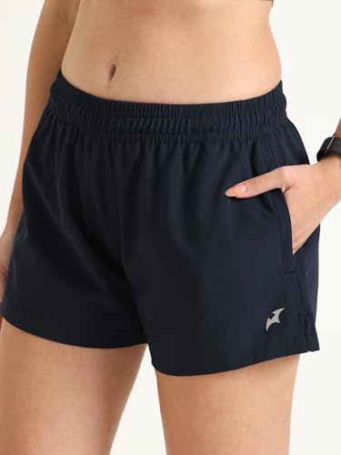 Image of Women's Athletic Running Shorts, Quick-Dry Lightweight Fabric, Elastic Waistband with Inner Drawstring, Side Pockets