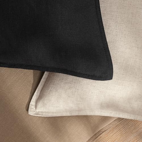 Image of 18x18 Inch Set of 2 Decorative Linen Solid Throw Pillow Covers Boho Accent Farmhouse Couch Pillowcases Modern Netural Home Decor for Couch Sofa Living Room Bed,Black