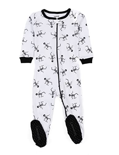 Leveret Kids White Skeleton Baby Boys Girls Footed Pajamas Sleeper Halloween Pjs 100% Cotton (Size 12-18 Months)