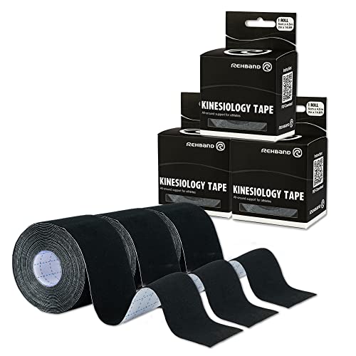 Rehband Kinesiologietape 5cm x 4,5m, Kinesiologie Tape zur Selbstanwendung, Muskel Tape, Physio Sport-Tape zur Unterstützung von Gelenk & Muskulatur, Schulter, Knöchel, Ellbogen & Knieschmerzlinderung