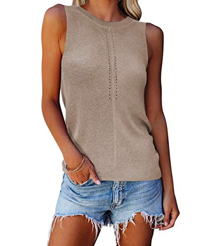 Image of Cutiefox Women's Knit Tank Tops Sleeveless Summer Loose Tie Back Casual Vest Shirts Blouses