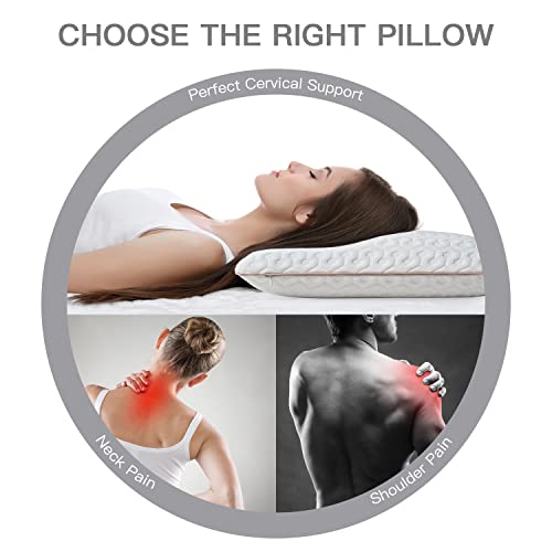 Bedstory Memory Foam Pillow Medium Firm, Gel Foam Pillows For Sleeping Standard Size, Orthopedic Bed Pillows For Neck Pain Relief - Stomach Back Or Side Sleepers, Ventilated Holes Design #TOP2