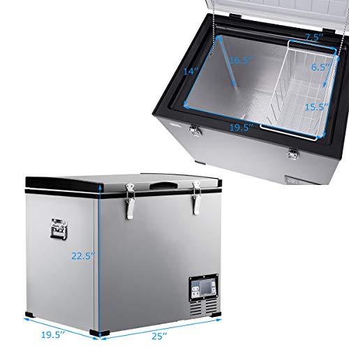 Costway Car Freezer, 63 Quart Compressor Travel Refrigerator -0.4°F To 50°F, Portable & Compact Single Door Vehicle Electric Cooler Fridge, Refrigerator With Lcd Display & Lighting Bulbs(63 Quart) #TOP6