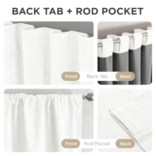 Image of Joydeco Blackout Curtains for Bedroom - 100% Light Blocking 2 Panels Set Ivory Drapes 37 inch W x 63 inch L, Thermal Insulated Room Darkening Curtains, Linen Textured for Living Room, Rod Pocket & Back Tabs