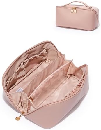 EACHY Travel Makeup Bag,Large Capacity Cosmetic Bags for Women,Waterproof Portable Pouch Open Flat Toiletry Bag Pattern Makeup Bag