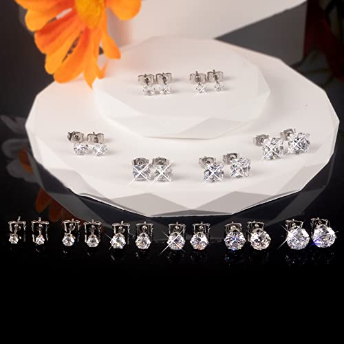 Stainless Steel Stud Earrings For Women Men Girls Hypoallergenic Silver Earrings Sets For Women Multipack Cubic Zirconia Earrings Studs2