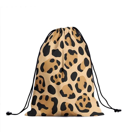 Image of Nerxy Brown Leopard Gymnastics Grip Bag - Leopard Print Drawstring Gym Bag for Gymnasts Cheetah Gymnastic Grip Bags Animal String Bag Pouch for Travel Sports