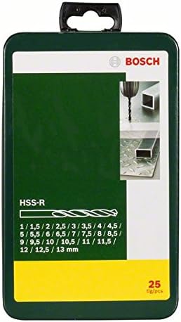 Bosch Home and Garden Accessories 2607019446 Bosch 25 Piece Metal HSS-R Drill Bit Set, Black