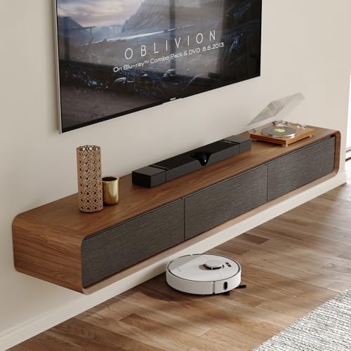 POVISON Fully Assembled Floating TV Stand, 63 inch Modern TV
