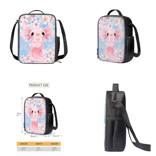 Ystardream Kids Back to School Backpacks for Girls Backpack with Luch Box for Girls Cute Axolotl Bookbag with Front Pocket Sturdy Pencil Case,Lunch Bag,Water Bottle Sleeve Primary Supplies for Student4