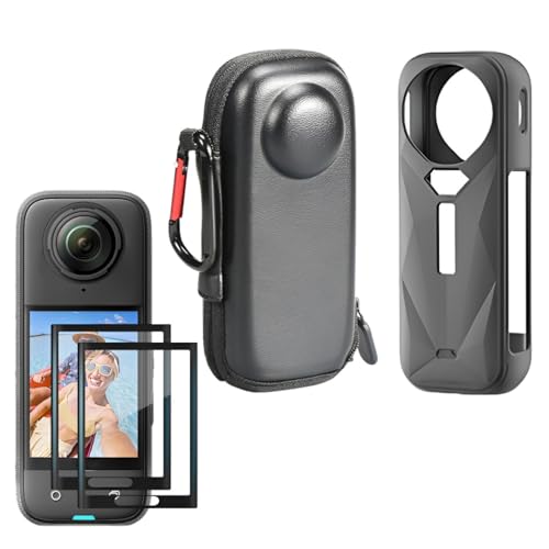 Insta360 X5�Ή��J�����o���h���A�ی�P�[�W�A�L�����[�o�b�O&�t���X�N���[���ی�L�b�g(�u���b�N)