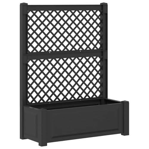 Bac à fleurs avec treillis en polypropylène robuste design anthracite pour extérieur durable