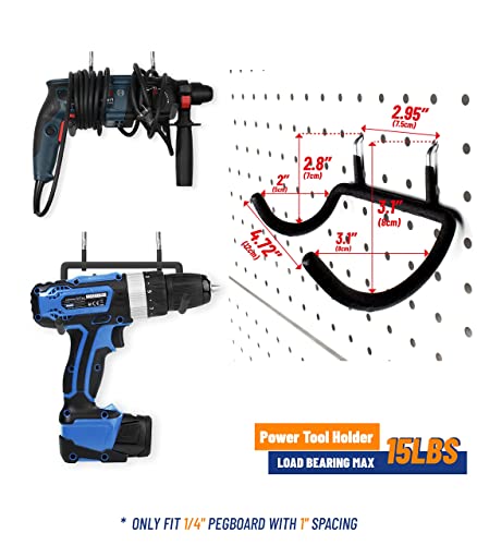 Poetiske Peg Board Tool Utility Hooks Pegboard Accessories Assorories 10Pc Black Shelf Drill Cord Holder Fits For 1/4" Peg Board Hanging Power Tool Hammer Utility Garage Storage #TOP5