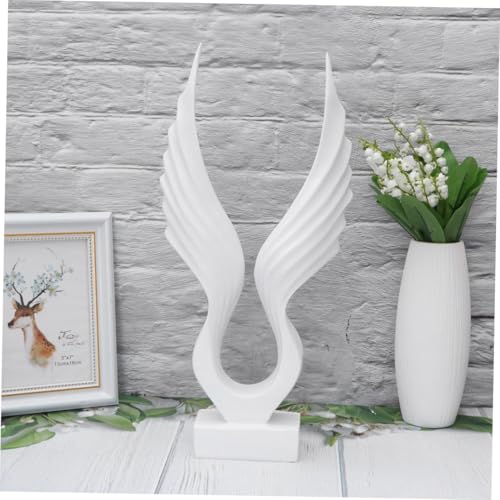 Statue d'aile d'ange blanche en résine 42cm, sculpture déco table et salon - 4