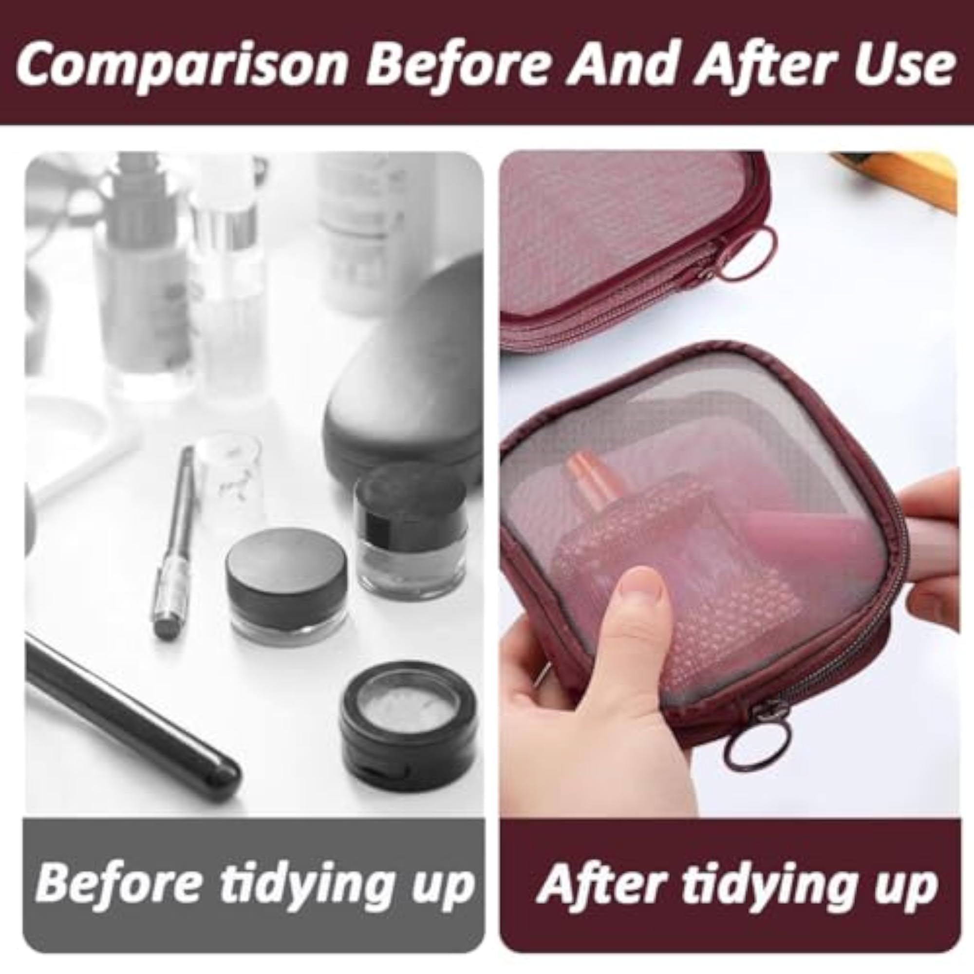 4pcs Mesh Makeup Pouch Small Zipper Cosmetic Bags
